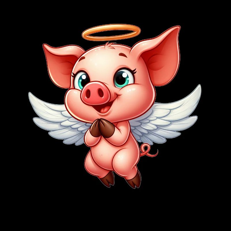 Ange cochon avec des ailes et une auréole