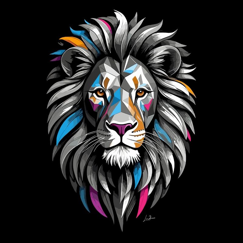 Lion Geometric Colors