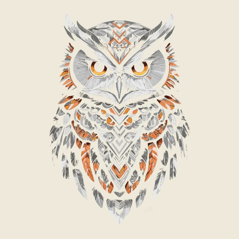 Hibou géométrique orange