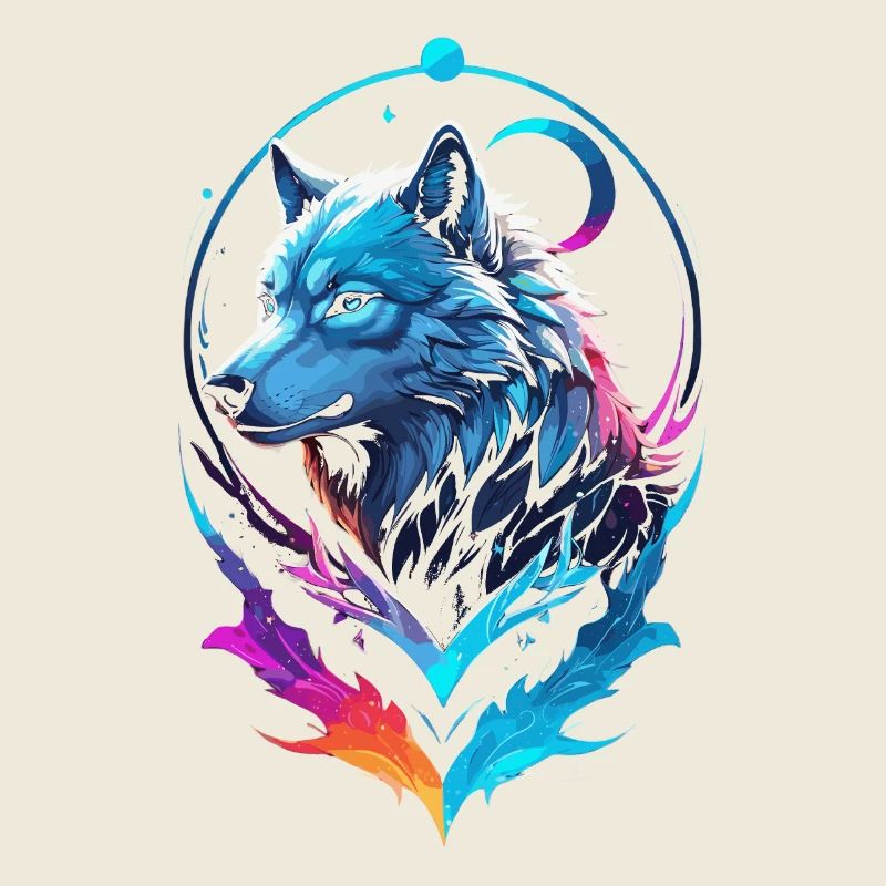 Wolf Painting Multicolor Fantasy