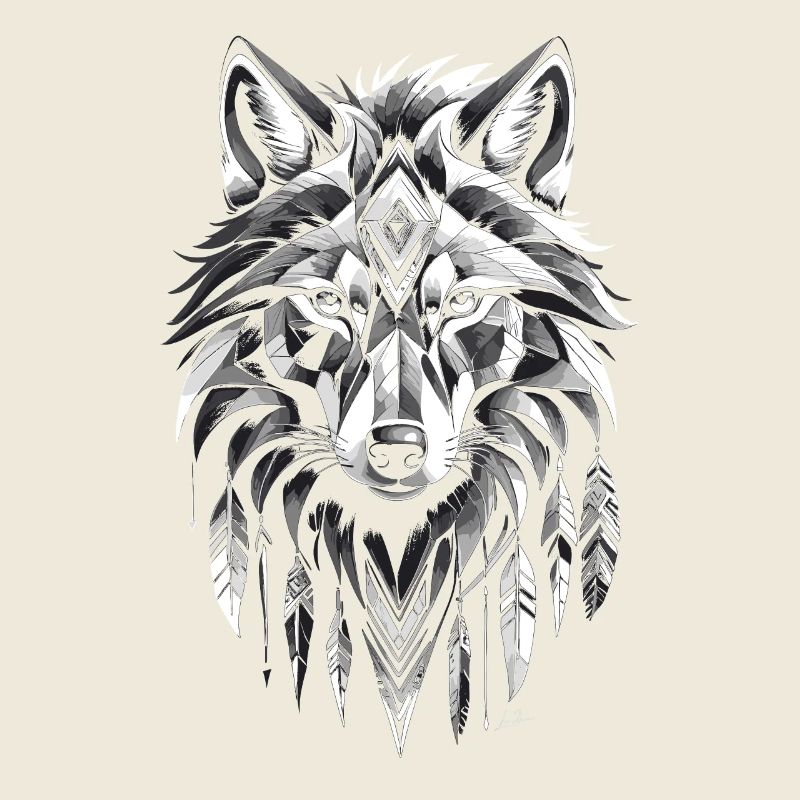 Native American Geometric Wolf
