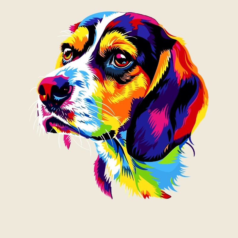 Beagle Chiot Popart Chien mignon Couleurs colorées Beagle
