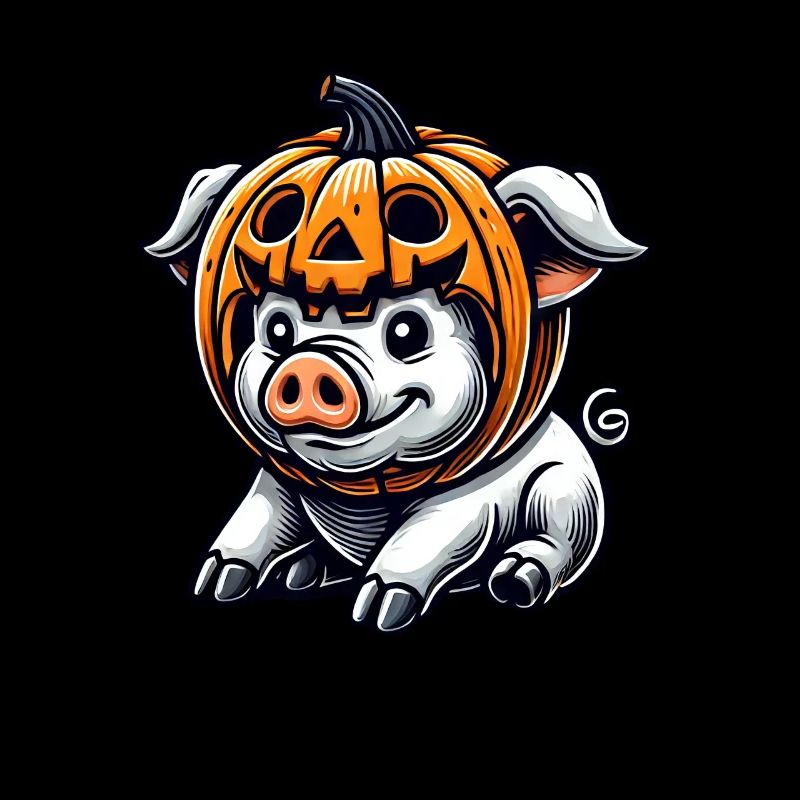 Mignon Halloween Cochon Citrouille Dessin Animé