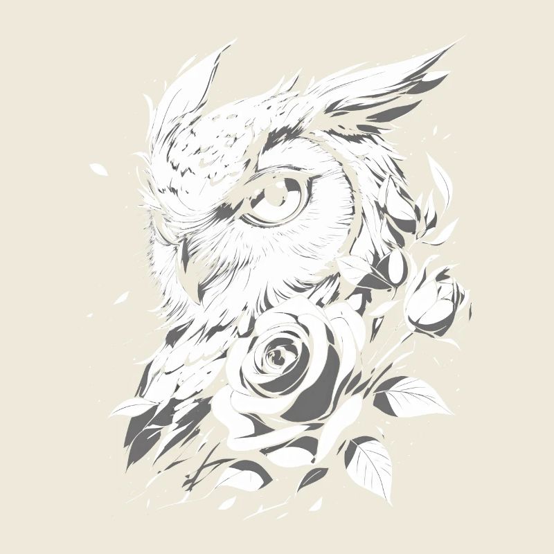 Eule Rose Blumen Ästhetik Nachteule Vogel Geschenk