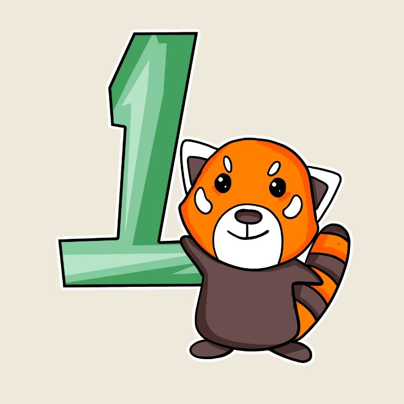 1 Jahr alt - Einschulung - Kleiner Panda Motiv