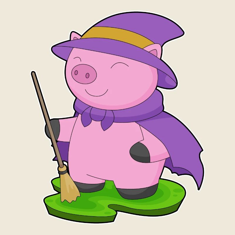 Pig Witch Broom