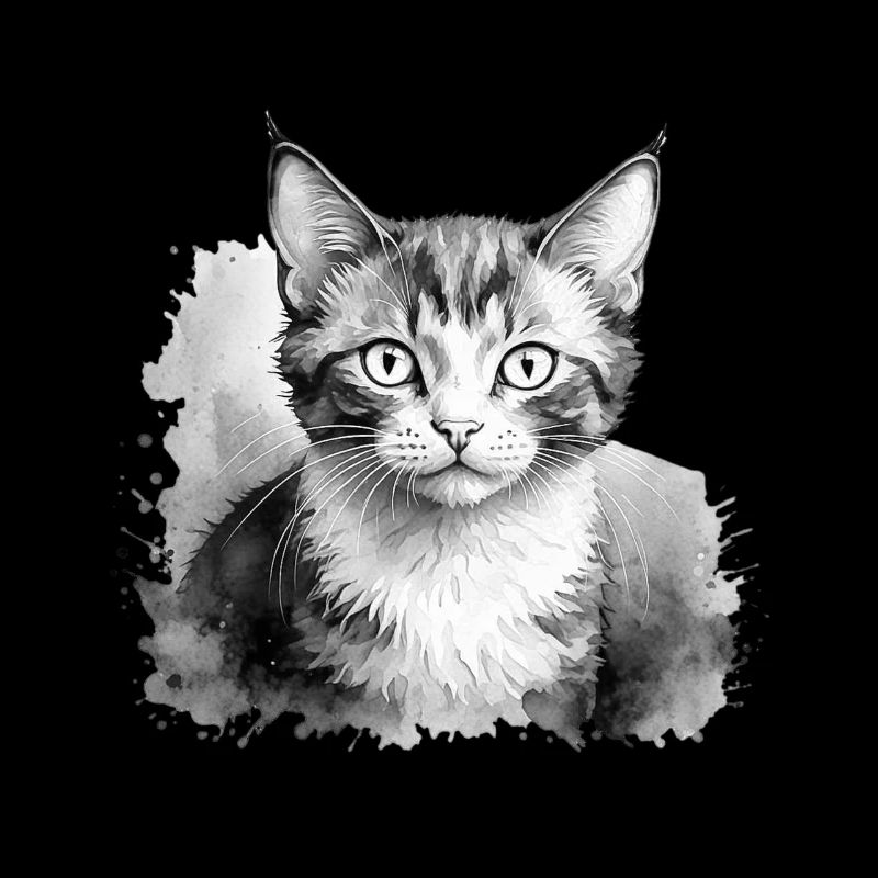 Chat mignon en noir et blanc