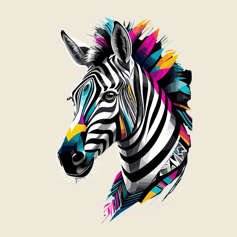 Multicolor Tribal Geometric Zebra