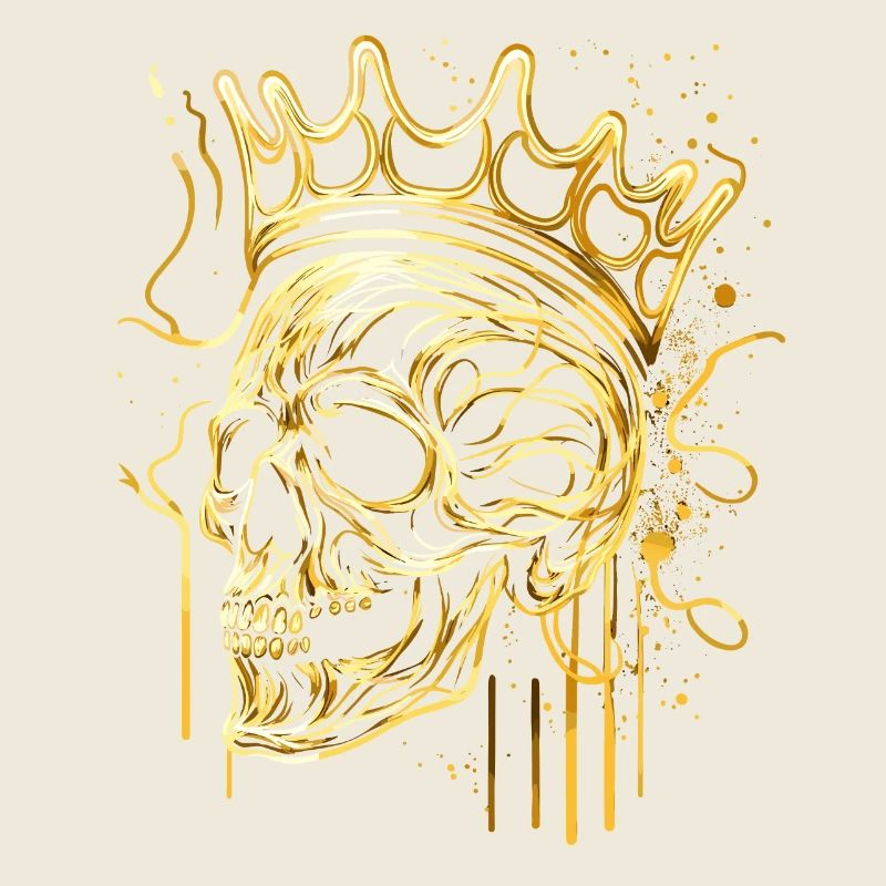 Skull Golden Skull with Crown Abstract