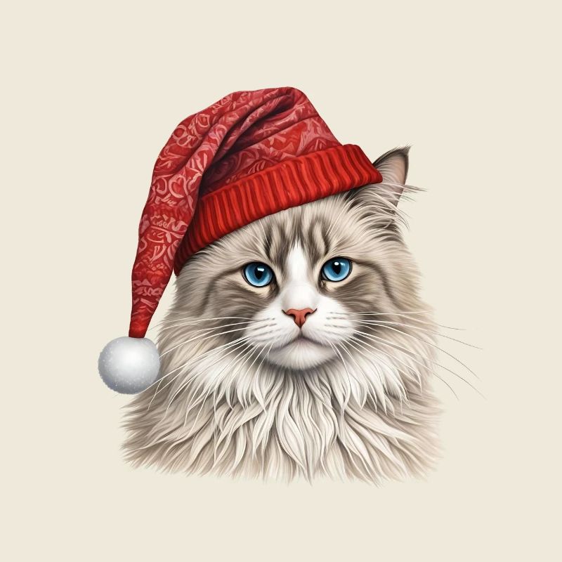 Chat ragdoll de Noël