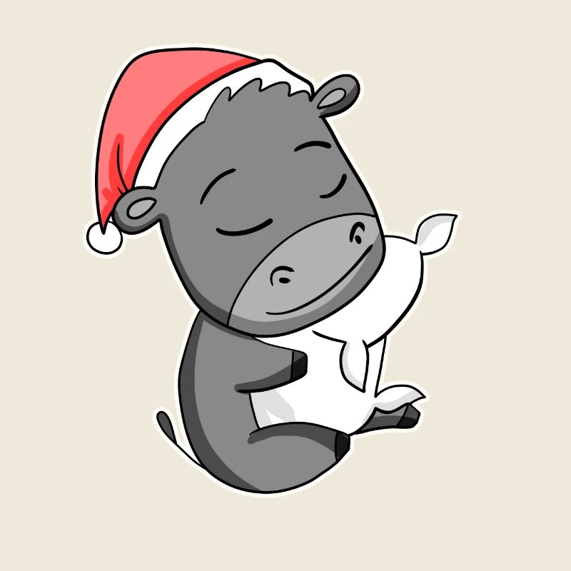 Donkey Cute Tired Sleeping In Christmas