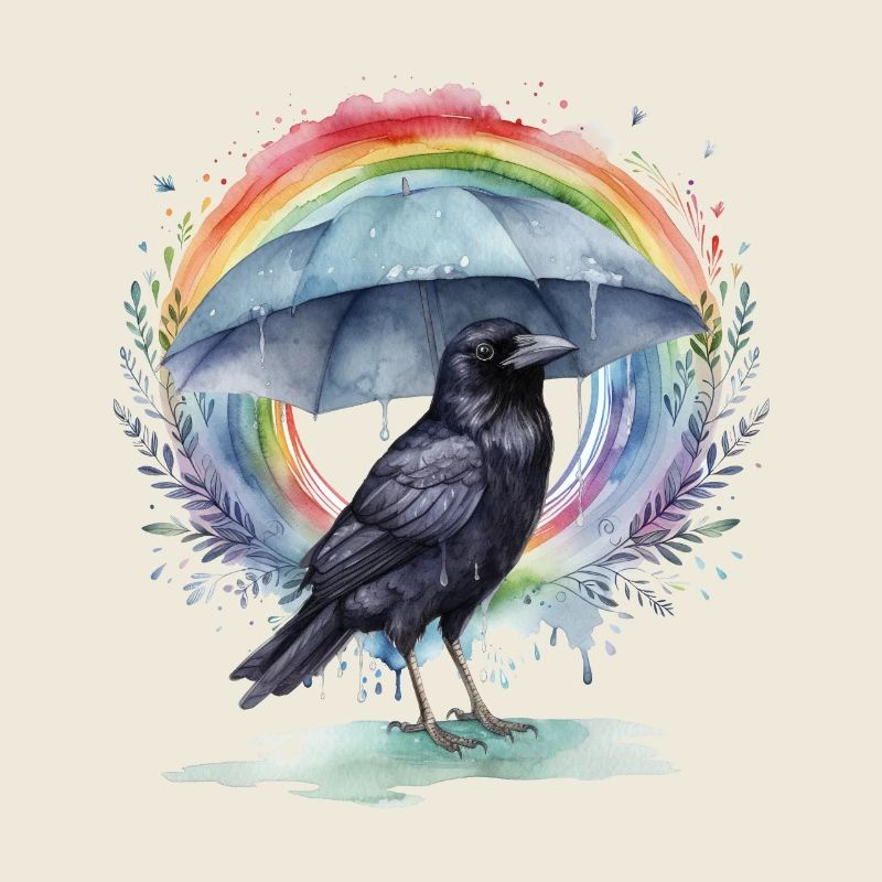 Rainbow Crow Crows Raven Raven Umbrella