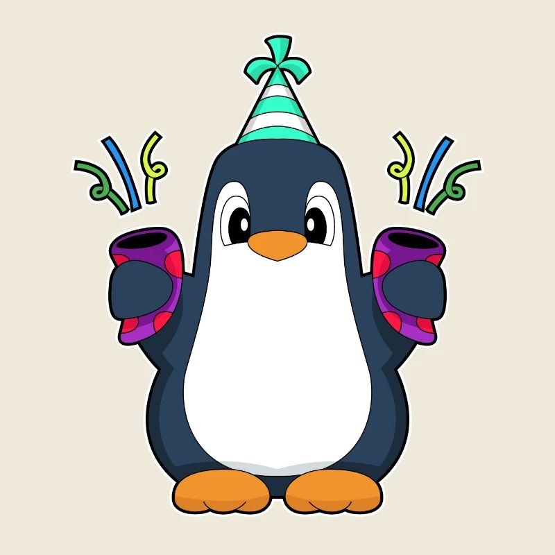 Pingouin Anniversaire Confettis