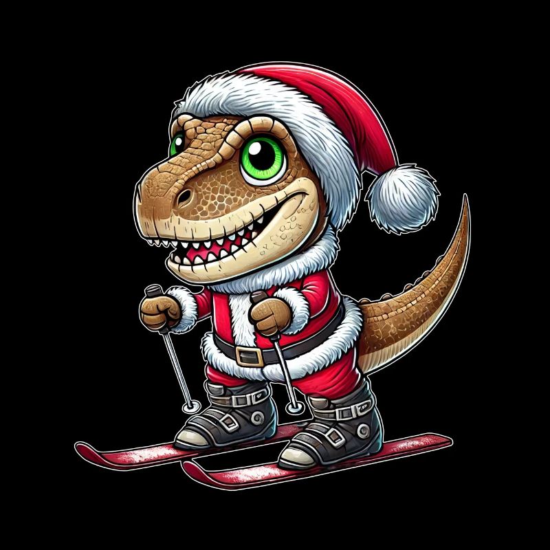 Noël Dino Skier Trex Père Noël