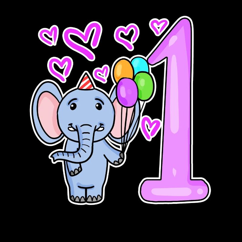 Elefant zum ersten Geburtstag mit Ballons