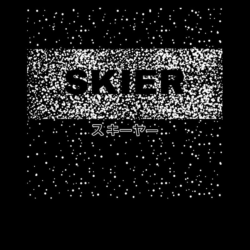Retro Skier Design with Japanese Text Retro