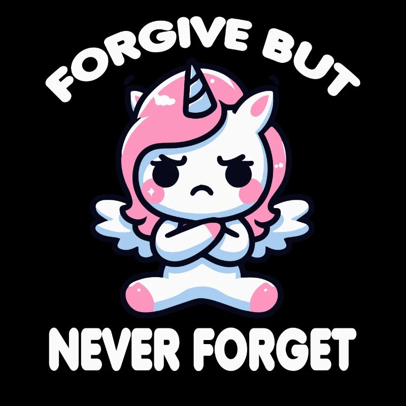 Forgive But Never Forget Cute Unicorn Funny