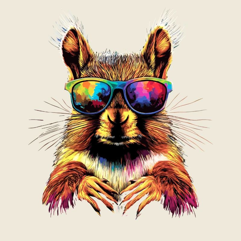 Eichhörnchen Kopfhörer Bunt Popart DJ Eichhörnchen