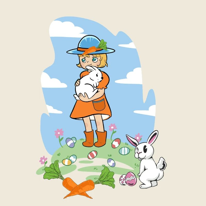 Frohe Ostern Hasen Mädchen Kaninchen Osterhase