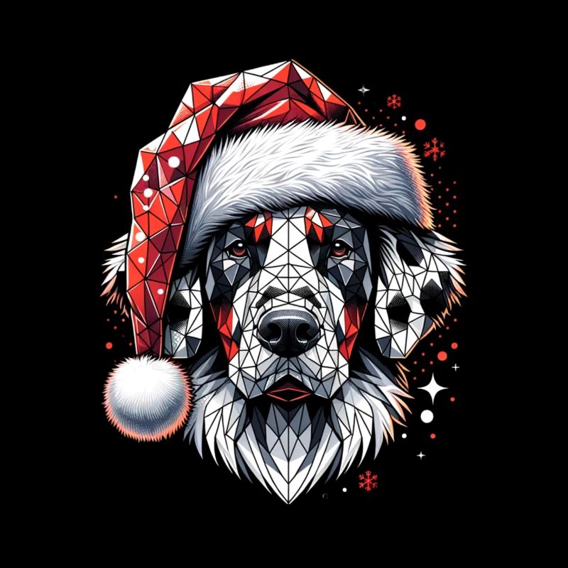 Polygon Kunst - Dalmatiner Hund Weihnachtsmütze