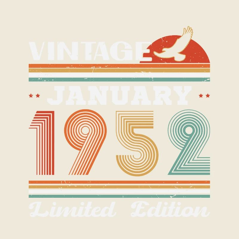 January 1952 Retro Vintage Birthday Gift