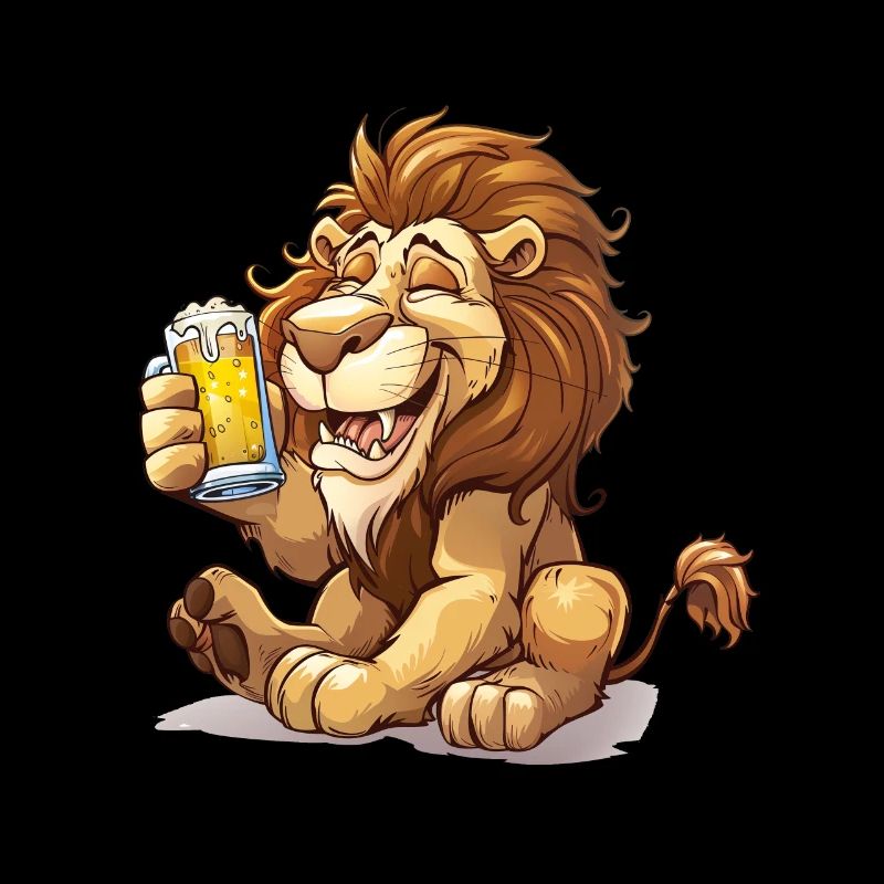 Cute Lion Drinking Beer 2
