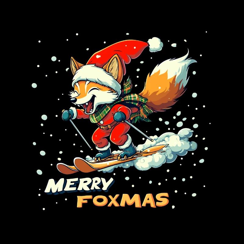Noël Renard Joyeux Foxmas Ski Neige