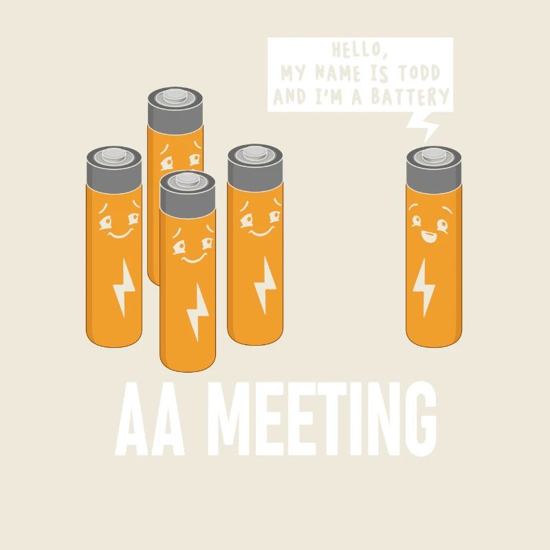 AA Meeting Funny Battery Cartoon Design