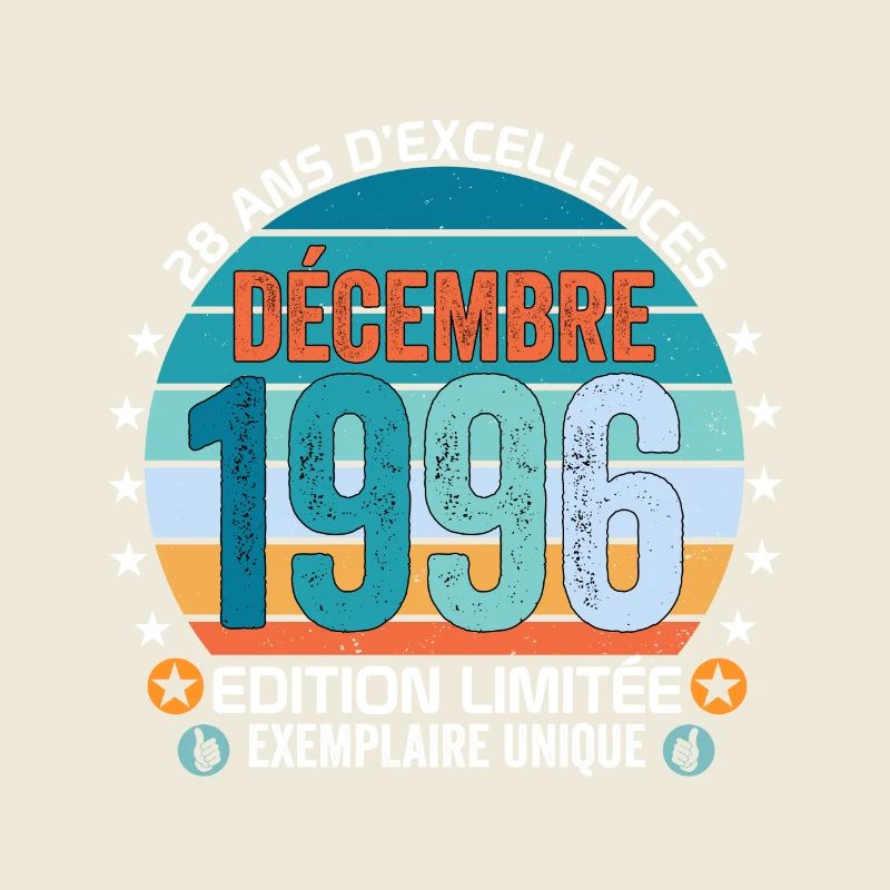 28e anniversaire Décembre 1996 idée Cadeau 28 ans