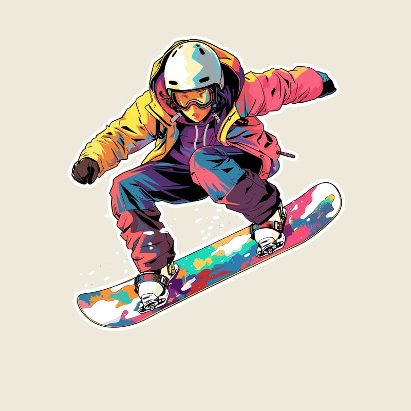 look de dessin animé de snowboarder
