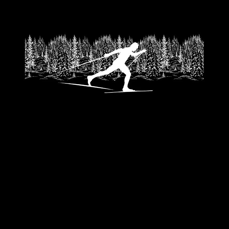 Ski Silhouette dans la forêt hivernale Ski