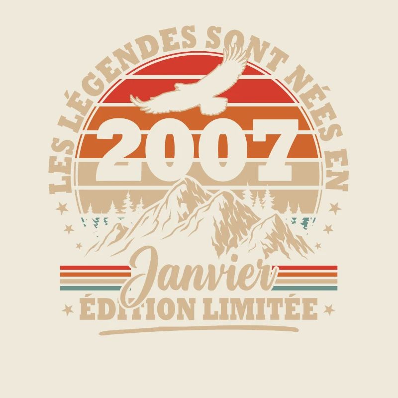 Vintage Birthday Gift Born In January 2007