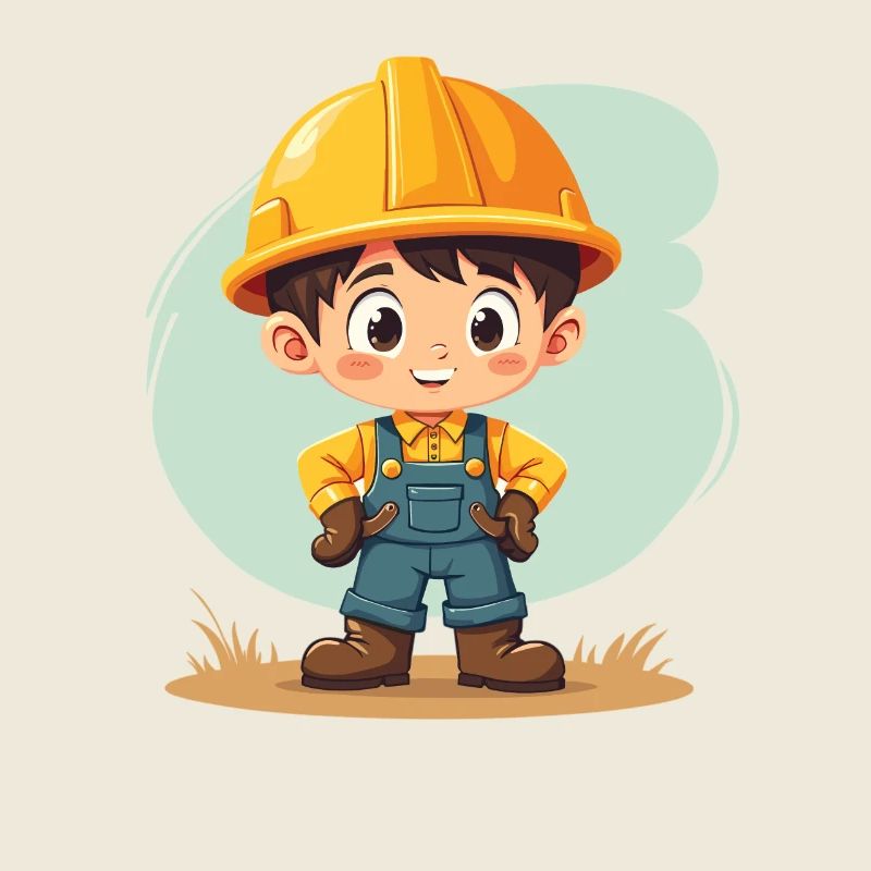 Construction Worker Design – Cute Motif for Kids