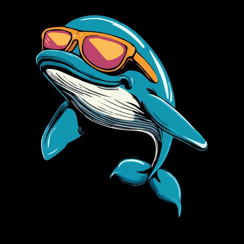 Cool whale with sunglasses in summer look for