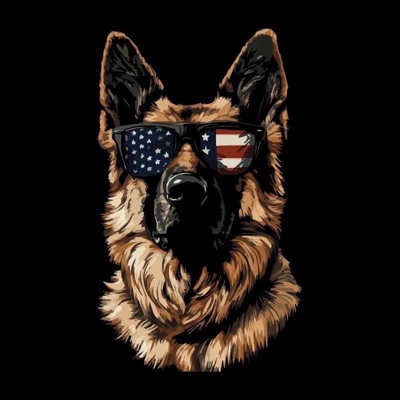 Cooler Schäferhund Mit USA Sonnenbrille
