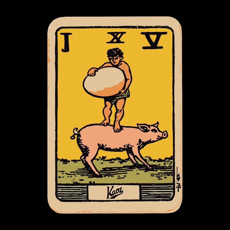 Carte de tarot enfant avec oeuf sur cochon