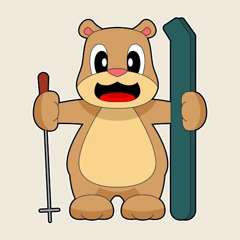 Bear Ski Skier Bâtons de ski