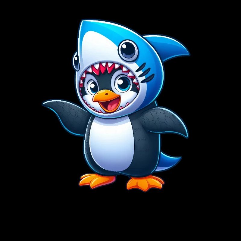 drôle pingouin requin carnaval dessin animé