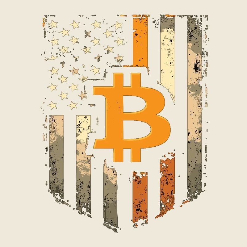 Motif Bitcoin - Design rustique avec drapeau américain