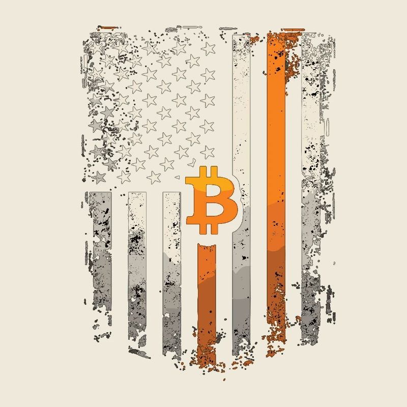 Motif Bitcoin - Design rustique avec drapeau américain