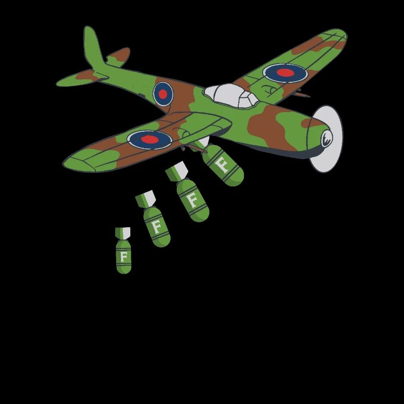 Retro Airplane with Bomb Motif from Second