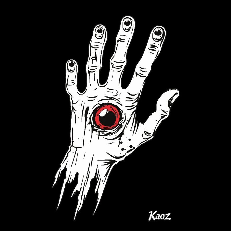 Main de zombie blanc avec œil