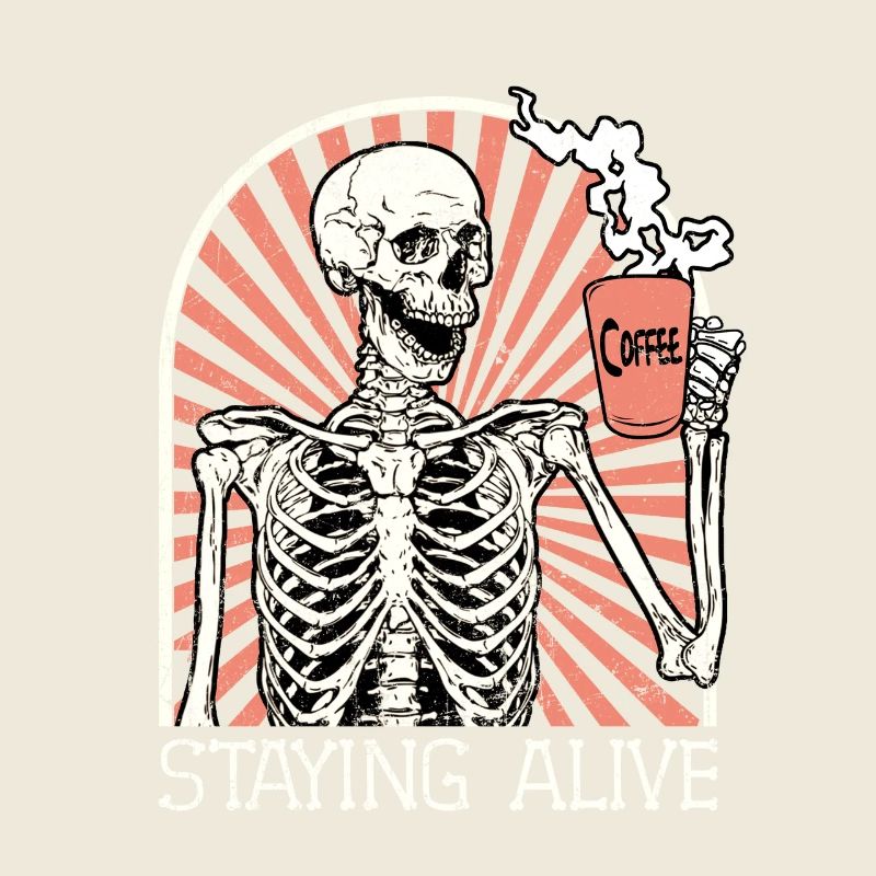 Skeleton Men Café Rester En Vie