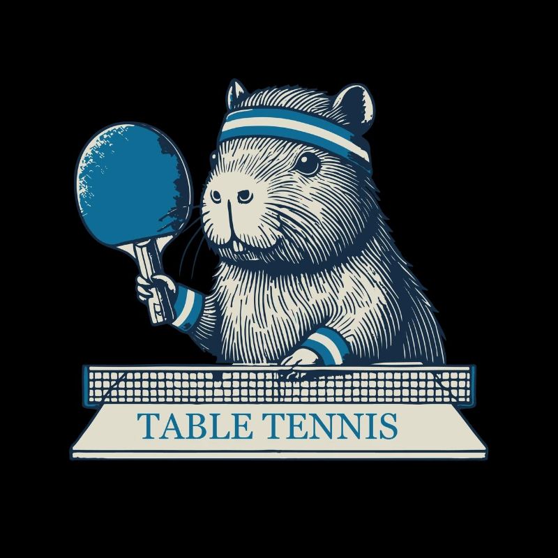 Capybara Table Tennis Fun with Table Tennis Racket
