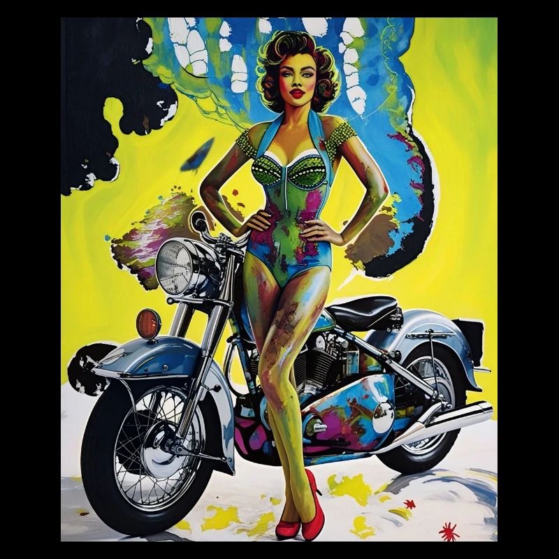 Pin-Up rétro avec design de moto
