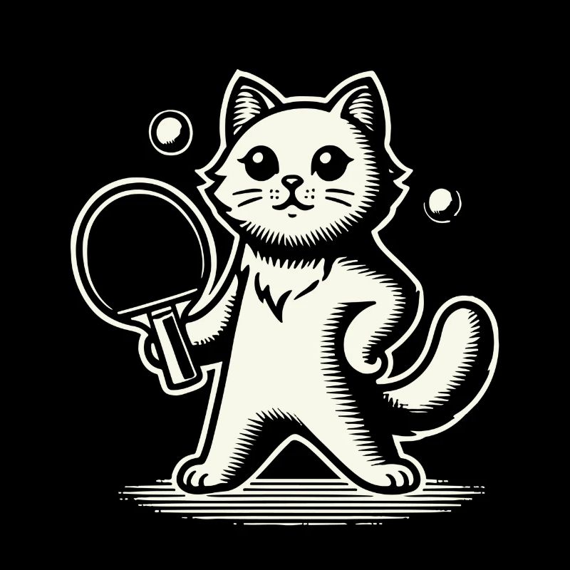 Chat mignon jouant au ping-pong