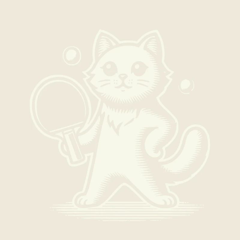 Cute cat playing table tennis
