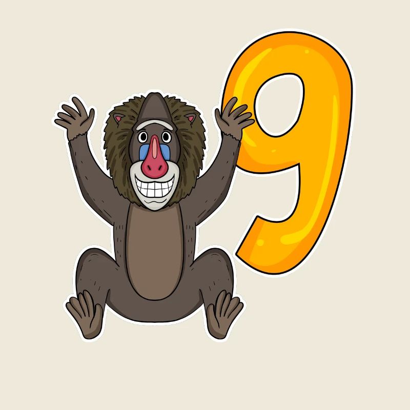 9. Geburtstag Motiv Affe - 9 Jahre