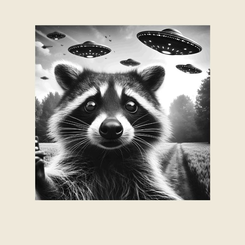 Racoon trash panda Funny Graphic Selfie UFOs Weir