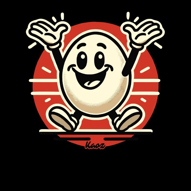 Cheerful retro cartoon egg